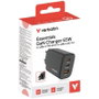 Verbatim Cargador de Pared Essentials GaN 65W 2xUSB-C 1xUSB-A Negro